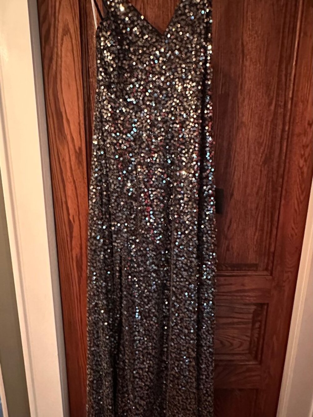 NWT Lulus silver sequin maxi gown size M